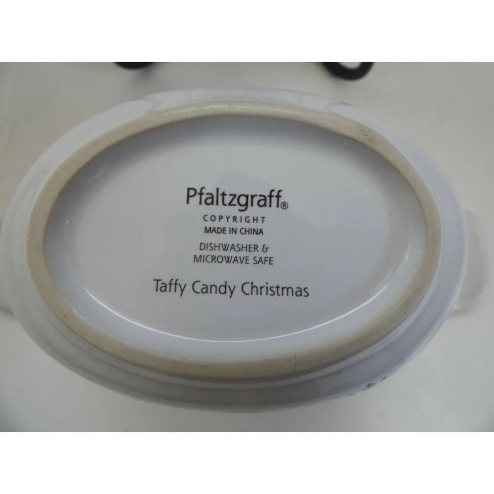 Vintage Pfaltzgraff Taffy Candy Christmas Gravy‎ Server Stoneware